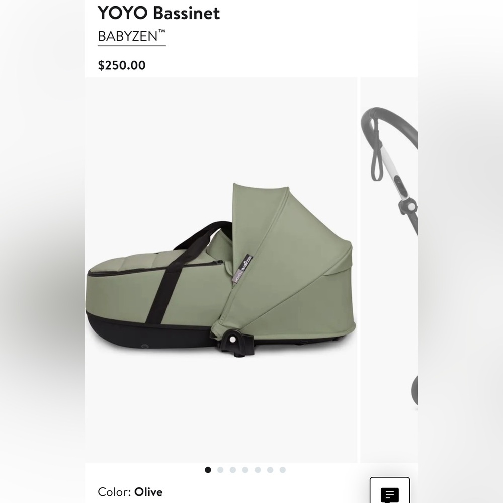 BRAND NEW IN BOX BABYZEN YO-YO BASSINET IN OLIVE